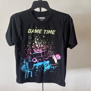 District Black Tee with Neon Game Controller Graphic